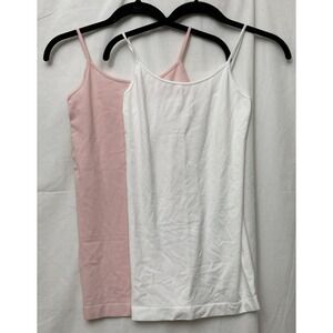 SkinnyTees Two Pack Basic Camisoles in Pink & White - One Size Fits Most (Missy)
